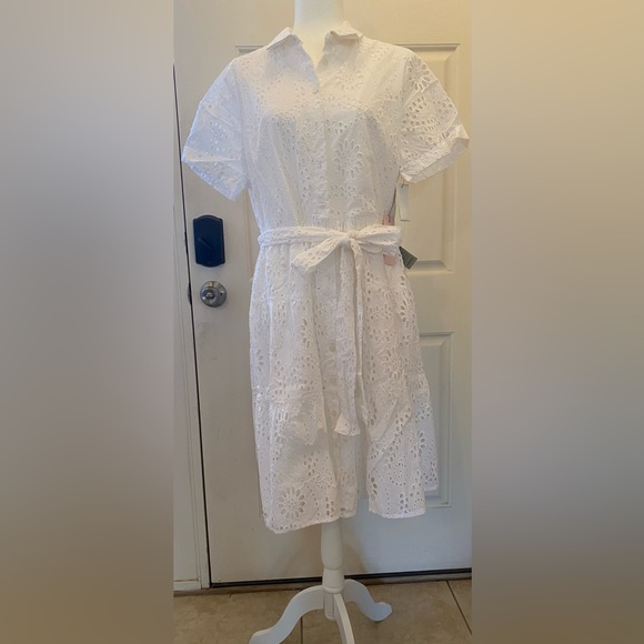 Rachel Parcell Tiered Eyelet Shirtdress, XL - Picture 1 of 8